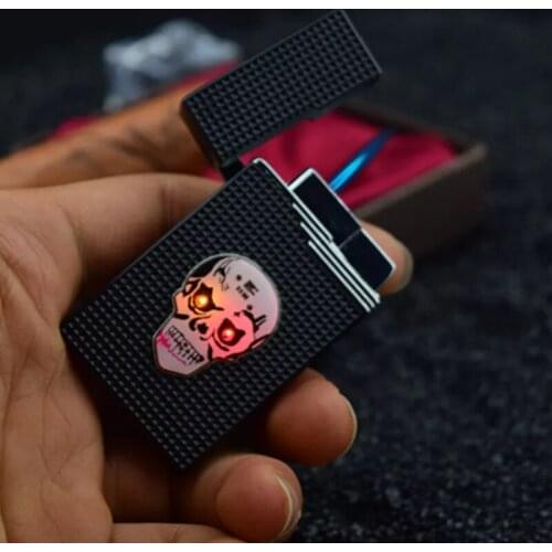 Metral Gas Lighter colorful Personality Windproof Lighter With Flashing Light Creative Buta Gas Inflatable Torch Lighter