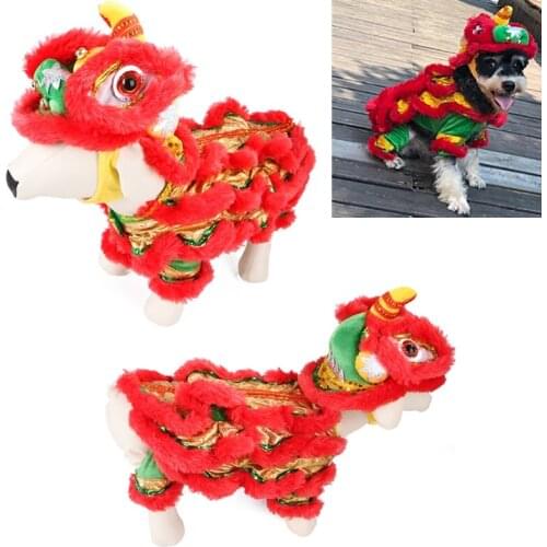 Chinese Style Funny Dog Clothes New Years Pet Chinese Costume Dragon Dance Lion Dog Clothes New Year Dragon Dance Makeover