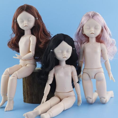 1/6 Doll BJD 28CM Sleep Doll Not with Makeup Naked Baby 22 Joints Moveable Hinge DIY Makeup DollsGray Hair Kids Toys for Girls