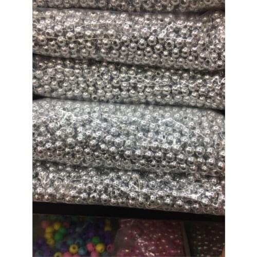 1kg 6mm ABS Plastic Beads Round With Hole Painted Silver Gold Spangles