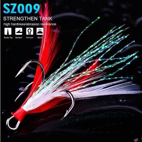 20pcs/lot Fish hook 2#-10# Black /Red Fishing Hook with 6 Colors Feather Fishing Tackle High Carbon Steel Hooks