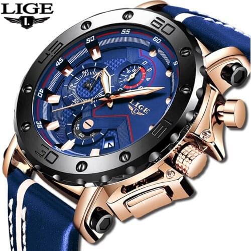 2019 LIGE New Fashion Blue Mens Watches Top Brand Luxury Dress Watch Men Quartz Watch Casual Waterproof Clock Relogio Masculino
