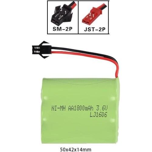 3.6V 1800mAh Ni-NH AA rechargeable battery with JST/SM-2P plug for RC car RC truck RC tank RC boat