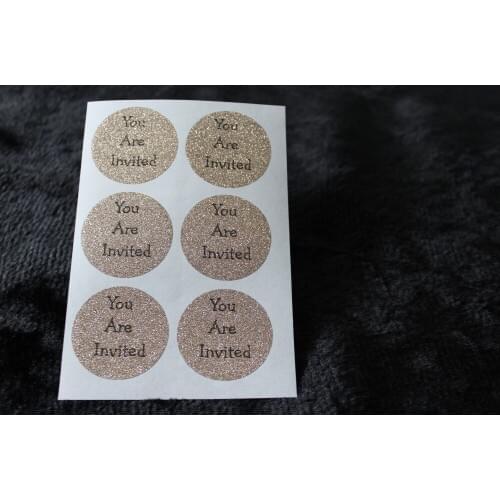 3.8cm You are invited Rose gold glitter classic round sticker