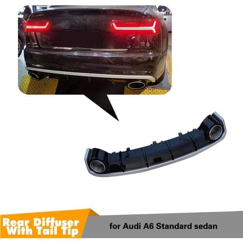 A6 RS6 Rear Bumper Lip Diffuser With Exhaust Muffler Pipe for Audi A6 Standard Bumper 2016-2018