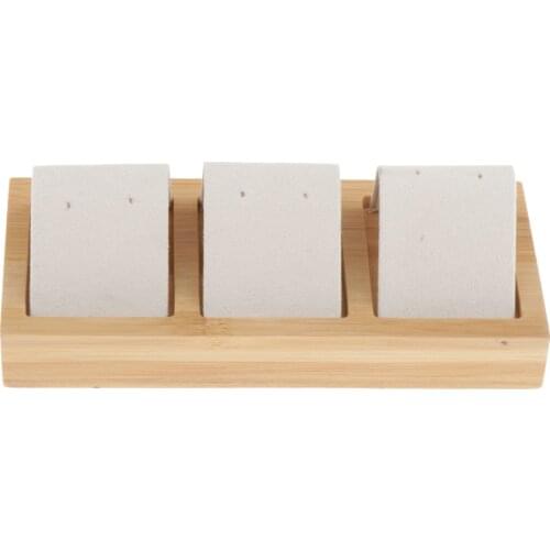 Bamboo Compartment Box Tray Trinkets Dangle Earrings Ear Studs Display