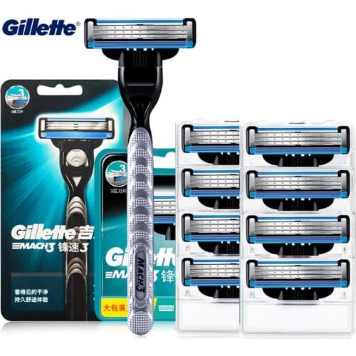 Gillette Mach 3 Razor Blades 3 Layers Blade with Sooth Strip for Men Face Hair Removal Replacement Reills Shaving Blades Mach 3