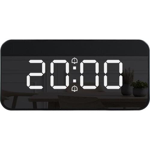 Digital Alarm Clock LED Electronic Temperature Meter Wall Table Snooze Clocks USB Mirror Watch Nightlight Home Decor