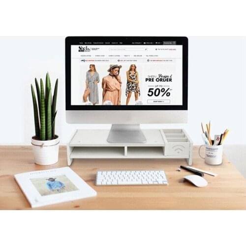 Wood Shelf Plinth Multi-function Desktop Monitor Stand Computer Screen Riser Laptop Strong Laptop Stand Holder For Notebook TV