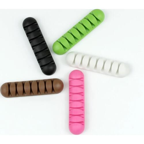 EARDECO 7 Holes USB Cable Organizer Wire Winder Headphone Earphone Holder Mouse Cord Silicone Clip Phone Line Desktop Management