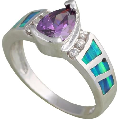 Designer Wholesale & Retail Crystal Blue Fire Opal Silver Stamped fashion jewelry Ring USA Size 6.25# 7.5# 7.75# 8# OR465A