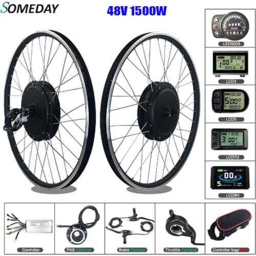 SOMEDAY 48V 1500W Ebike Conversion Kit Rear BLDC Hub Motor Wheel 20-29 inch 700C Wheel For Electric Bicycle Conversion Kit
