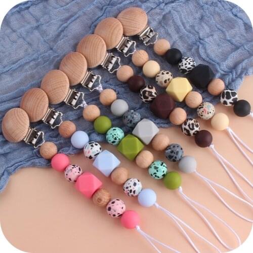 Leopard Newborn Baby Pacifier Clips Holder Nipple Dummy Chain Eco-friendly Pacifier Holder