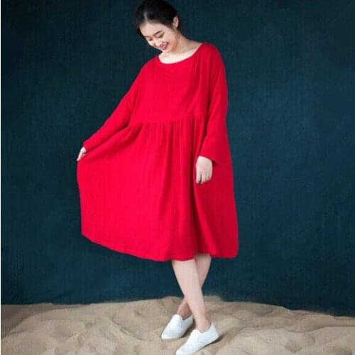 Hot Sale vestidos 2020 Spring New Women cotton linen dress, Long Sleeve Dress,plus size Elegant dress tops S- 4XL 5XL 6XL
