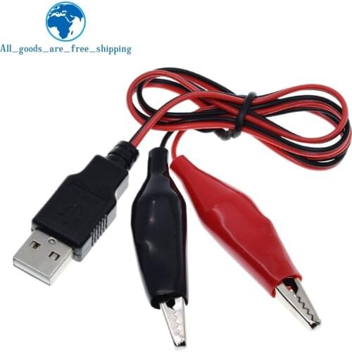 TZT Copper Alligator Clips with Wire Male USB Connector Test Leads Crocodile Clamp