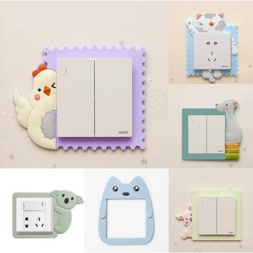 Cartoon 3D Switch Stickers Luminous Switch Paste Socket Protective Cover Living Room Bedroom Environmental Protection Washable