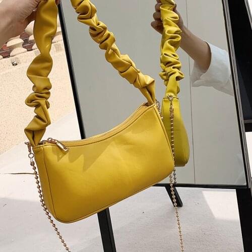 New Small Chain PU Leather Armpit Bag for Women 2021 Simple Totes Shoulder Bag Lady Luxury Brand Designer Handbags and Purses