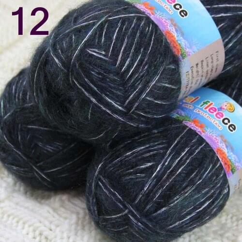 Batch 3 ballsx 50g new mohair cotton shawl sweater hat hand knitted crochet yarn Black 822-12-3
