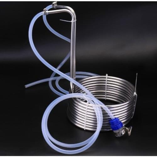 Super Efficient Stainless Steel Immersion Wort Chiller elevated Coils Home Brew Beer With Silicone Tubing - Home Brew