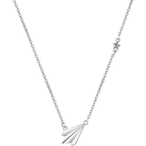 Simple Star Zircon Origami Aircraft Necklace Collarbone Chain Womens Childrens Paper Aircraft Necklace Childrens Jewelry