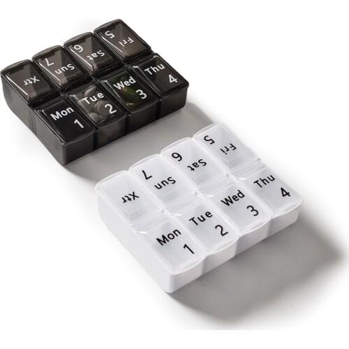 Aihe 2 pack pill organizer box weekly compartment travel pill case tablet dispenser organizer storage box