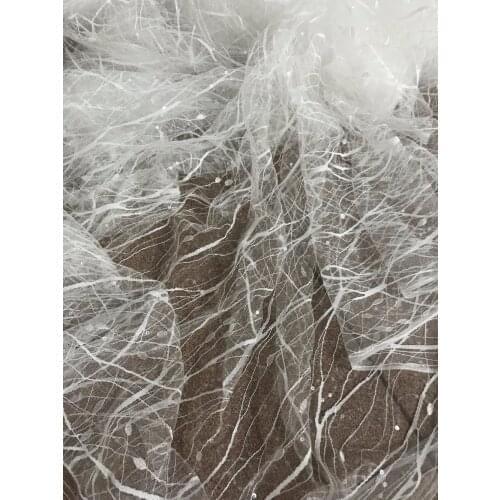Bridal Tulle Fabric with sequins for party dress SYJ-42064 Latest sequins African Laces