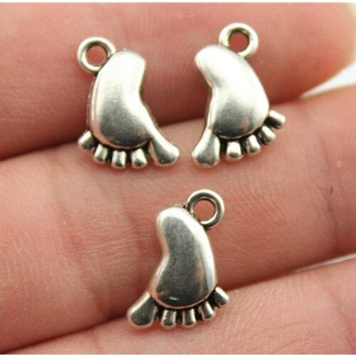 Tristana 40pcs 14x10mm Charms Baby Feet Charm Feet Charms Little Feet Vintage DIY Accessories For Jewelry Making