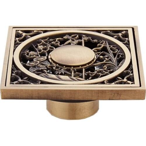 Bathroom High-Quality Shower Floor Drains Strain Covers, European Antique Brass Deodorant Floor Drain For Washing machine