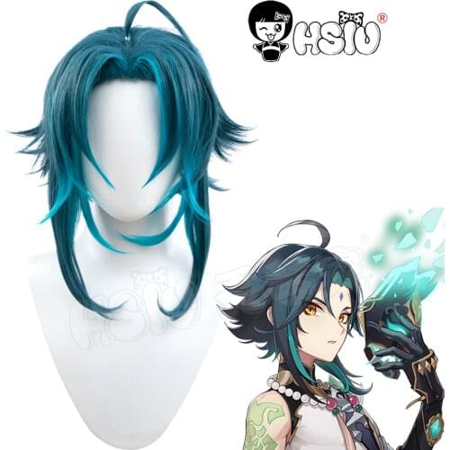 Xiao cosplay wig Genshin Impact cosplay「HSIU 」Fiber synthetic wig Gradient lake blue short hair gift brand wig cap
