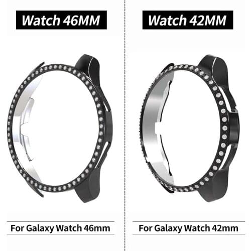Smart Watch Protective Case Shell For Samsung Galaxy Watch3 41 45 MM PC Electroplating Single Row Diamond Watch Protective Cover