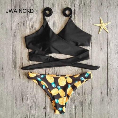 JWAINCKD Ladies Swimwear Bandage Push up Bikini Sexy Women Swimsuit Bathing Suit Girl Bikini Set For Swimming Print Beachwear