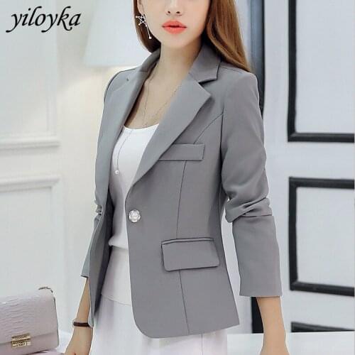 2019 fashion blazer women long sleeve notched outerwear blazer feminino pockets button jacket office casual coat chaqueta mujer