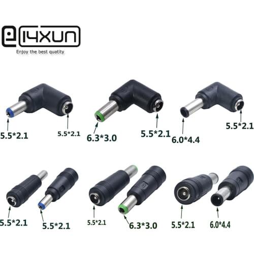 1/2/5pcs 90/180 Degree 5.5*2.1mm female socket Jack To 5.5*2.1/6.3*3.0/6.0*4.4mm male plug Dc Power Connector Adapter Laptop