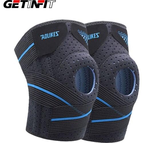 1 Pair Basketball Knee Pads with Support Silicon Padded Elastic Non-slip Patella Brace Kneepad for Fitness Protector