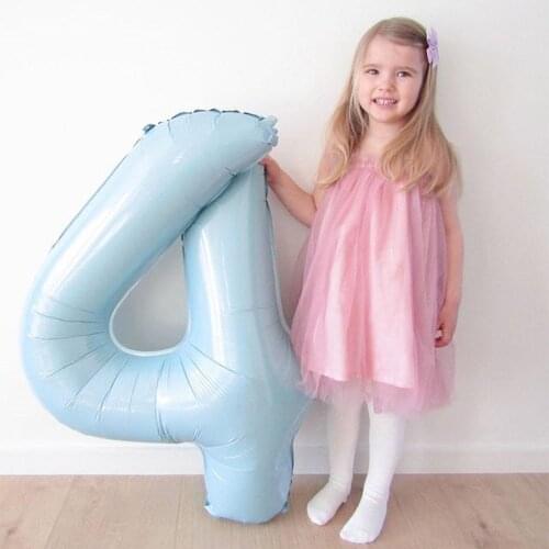 1pcs 40inch Macaron Pearl Blue Foil Number Balloon 1 2 3 4 5 6 7 8 Boy Birthday Party Baby Shower Wedding Decoration Kids Balls