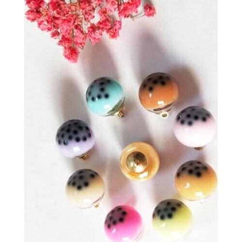 10pcs Transparent Resin Charms Pearl Milk Tea Round Pendants Earrings Bracelet Floating Handmade DIY Jewelry Material 16mm