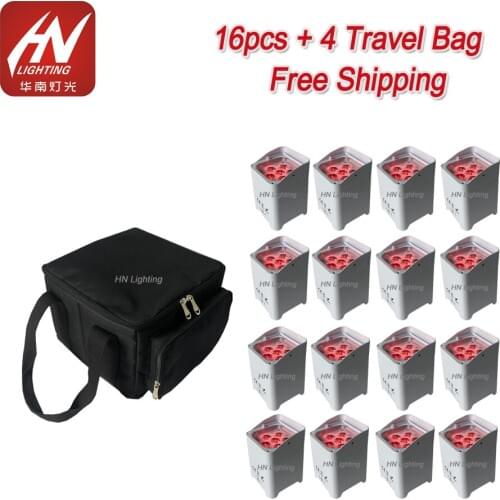 16pcs Wireless Wifi Uplighting RGBWA UV 6*18W Battery Operate Wireless DMX Uplighting LED DJ Effect Up Lights for Weddings