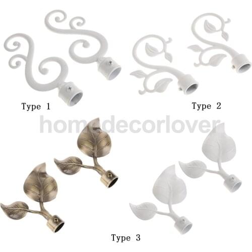 2pcs Decorative Curtain Pole Recess Bracket Curtain Rod Finials Window Treatment Hardware
