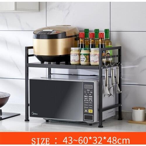 2 tier Kitchen storage rack Stretch up and down Microwave oven shelf rack Home multi-function oven shelf