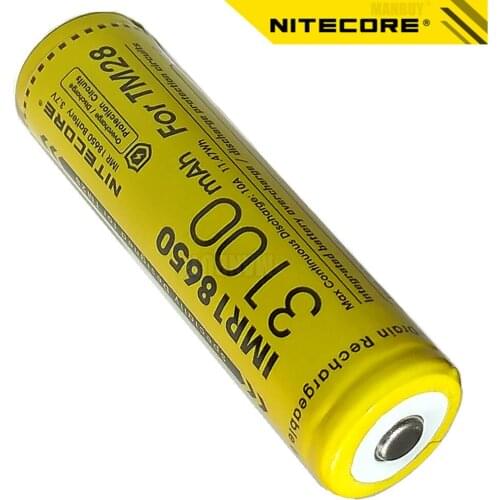 2021 nitecore IMR18650 3100mAh 10A 3.6V Li-ion Protected Rechargeable Battery Button Top High Performace for TM28 C1 Flashlights