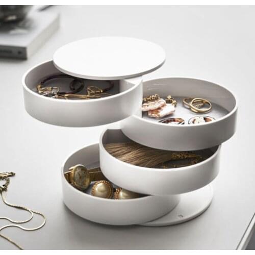 30pcs/lot Jewelry Storage Box 4 Layers Rotary Jewelry Organizer Holder Earrings Rings Bracelet Small Items Organizer Wholesale