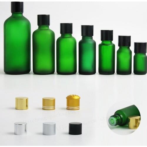 5ml 1/3oz 1/2oz 1oz 5/3oz 100ml Grost Green Glass Essential Oil Bottle With Aluminium Lids 12pcs