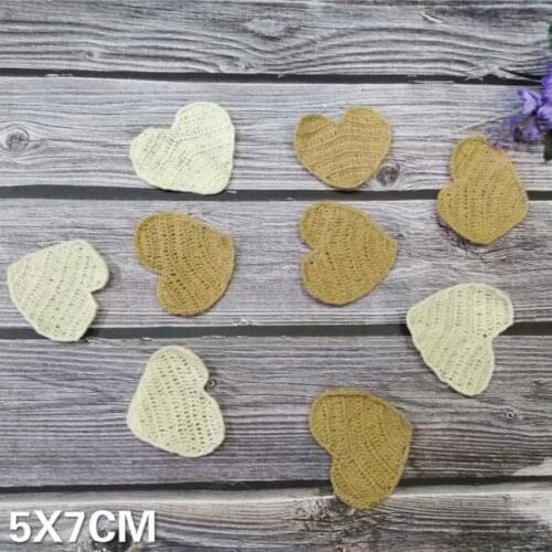 5PCS Heart Shaped Crochet Handmade Lace Applique Sew On Pacthes Dress Guipure Fabric Neckline Collar DIY Craft Sewing Decoration
