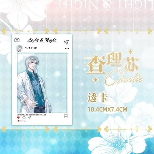 Anime Light and Night Charlie Cartoon Keychain Pendant Keyrings Badge Brooch Pin Clothing Decor Toys Card Case Transparent Card