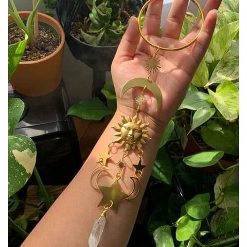 Witches Sund Moon Stars Hanger keychain,Home Protection,New Home Gift,Occult Decor,Witchcraft,Good Luck,Banish Evil,Wiccan