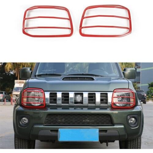 For Jimny 2012-2015 Exterior Car front headlight Lamp Bezel Frame Iron Net Cover Trim Decoration Styling 2Pcs Metal