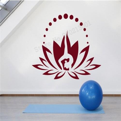 Art Wall Sticker Yoga Center Logo Flower Wall Decoration Vinyl Art Decor Removeable Poster Meditation Mural Beauty Decal LY247