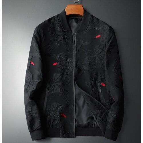 Black Jacket Men Spring Slim Fit Jacquard Bomber Jacket Coat Men High Quality 5xl Chaqueta Hombre Casual Bomber Outfit Vintage
