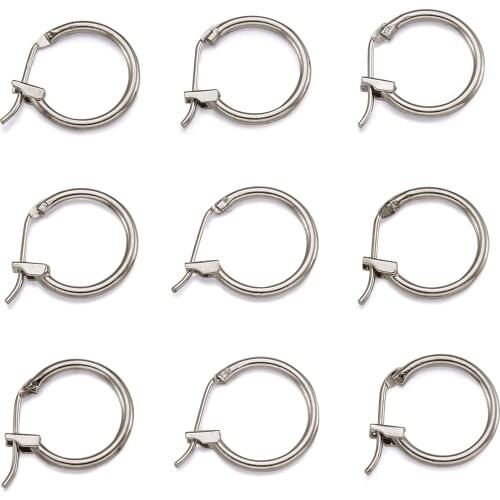 200pcs Jewelry Findings Brass Hoop Earrings DIY Material, Nickel Free, PlatinumColor, 14mm in diameter, 1.5mm thick