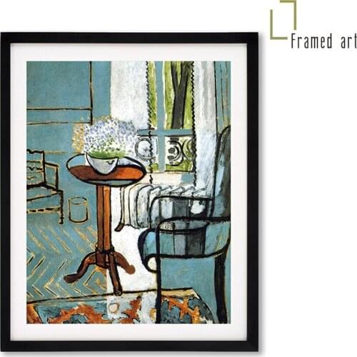 Matisse framed artwork Interior with a Goldfish Bowl aluminum picture frame with matboard 30x40cm